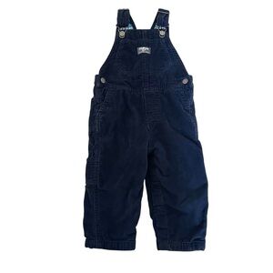 OshKosh B'gosh Dark Blue Kids Corduroy Overalls Flannel Lined Cotton Autumn